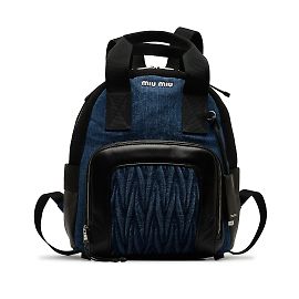 Mochila Jeans Miu Miu Matelassê Azul Azul