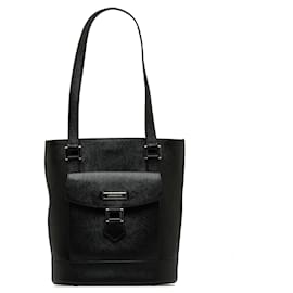 Burberry-Black Burberry Leather Shoulder Bag-Black