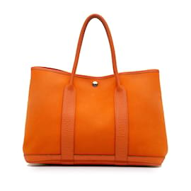 Hermès-Orange Hermes Toile Garden Party 36 Tote bag-Orange