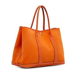 Hermès-Orange Hermes Toile Garden Party 36 Tote bag-Orange