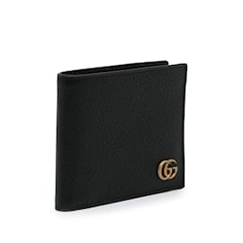 Gucci-Petit portefeuille en cuir noir Gucci GG Marmont-Noir