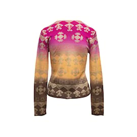 Christian Dior-Multicolor Christian Dior Patterned V-Neck Sweater Size FR 38-Multiple colors