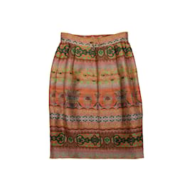 Christian Lacroix-Vintage Orange & Multicolor Christian Lacroix Jacquard Skirt Size FR 34-Orange