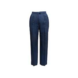 Autre Marque-Vintage Navy Chanel Creations Pantalones Plisados Tamaño EE.UU. 10-Azul marino