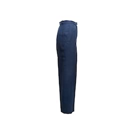 Autre Marque-Vintage Navy Chanel Creations Pantalones Plisados Tamaño EE.UU. 10-Azul marino
