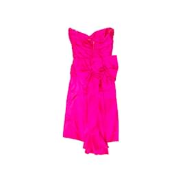 Autre Marque-Vintage caliente rosa Vicky Tiel vestido de seda sin tirantes tamaño EE.UU. 8-Rosa
