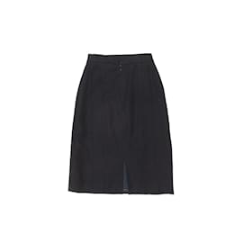 Autre Marque-Vintage Dark Navy Chanel Boutique Wool Skirt Size 4-Navy blue