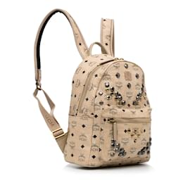 MCM-Beigefarbener MCM Visetos Stark Nietenrucksack-Beige