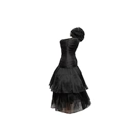 Autre Marque-Vintage Black Victor Costa One-Shoulder Cocktail Dress Size US 6-Black