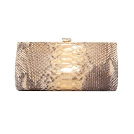 Beige Judith Leiber Schlangenleder-Clutch Beige