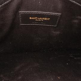 Saint Laurent-Pochette enveloppe Uptown noire à monogramme verni Saint Laurent-Noir