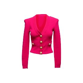 Cardigan col V Balmain rose vif Taille FR 34 Rose