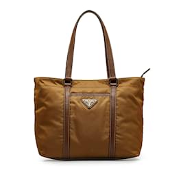 Prada-Brown Prada Tessuto Tote-Brown