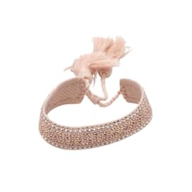 Christian Dior-Pink Christian Dior Woven Crystal-Embellished Bracelet-Pink