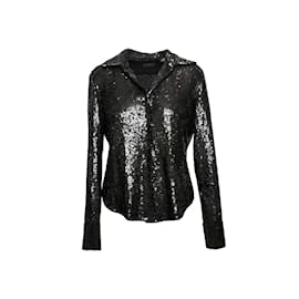 Donna Karan-Black Donna Karan Sequined Lightweight Jacket Size US 4-Black