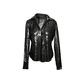 Donna Karan-Schwarze leichte Jacke von Donna Karan mit Pailletten, Größe US 4-Schwarz
