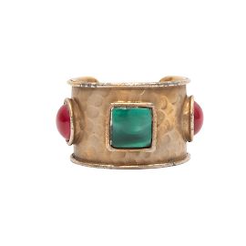 Pulseira Yves Saint Laurent com pedras preciosas dourada e multicolorida Dourado