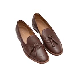 Mansur Gavriel-Brown Mansur Gavriel Leather Tassel Loafers Size 37-Brown