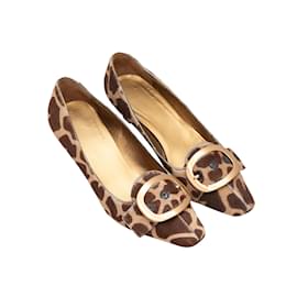 Prada-Zapatos de tacón con estampado animal Prada Ponyhair marrón y tostado Tamaño 36.5-Castaño