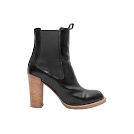 Céline-Black Celine Leather Ankle Boots Size 39.5-Black