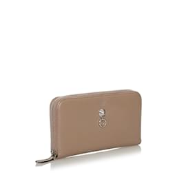 Fendi-Beige Fendi By The Way Leather Long Wallet-Beige