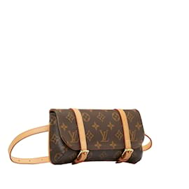 Louis Vuitton-Brown Louis Vuitton Monogram Pochette Marelle PM Belt Bag-Marron