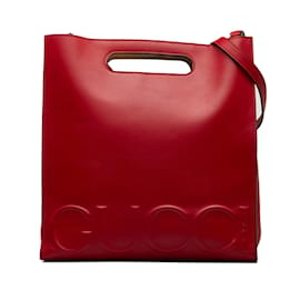 Gucci-Rote mittelgroße Gucci-Tragetasche im XL-Format mit Logo-Prägung-Rot