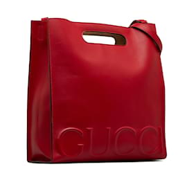 Gucci-Borsa tote XL rossa con logo Gucci medio in rilievo-Rosso