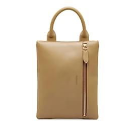Burberry-Beige Burberry Leather Handbag-Beige