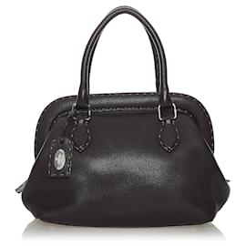 Fendi-Brown Fendi Selleria Leather Handbag-Brown