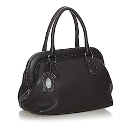 Fendi-Brown Fendi Selleria Leather Handbag-Brown