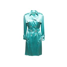 Valentino-Turquoise Valentino Double-Breasted Silk Dress Size US 4-Turquoise