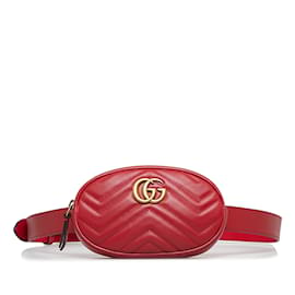 Gucci-Bolsa de cinto Gucci GG Marmont Matelasse vermelha-Vermelho
