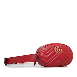 Gucci-Bolsa de cinto Gucci GG Marmont Matelasse vermelha-Vermelho
