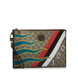 Gucci-Brauner Gucci GG Supreme 100 Geometrische Clutch-Braun