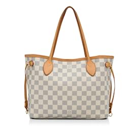 Louis Vuitton-Sac cabas blanc Louis Vuitton Damier Azur Neverfull PM-Blanc