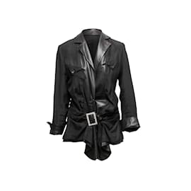 Christian Dior-Schwarze Christian Dior-Jacke mit Lederbesatz, Größe US S/M-Schwarz