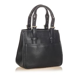 Burberry-Black Burberry Leather Handbag Bag-Black