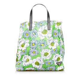 Prada-Green Prada Tessuto Stampato Tote-Green