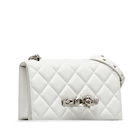 Alexander Mcqueen-White Alexander McQueen Leather Matelasse Knuckle Duster Crossbody Bag-White
