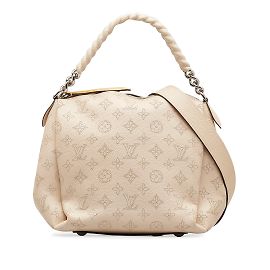Sac à main beige Louis Vuitton Monogram Mahina Babylone Chain BB Beige