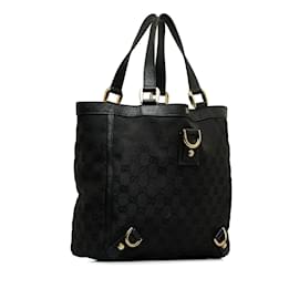 Gucci-Schwarze Gucci Abbey D-Ring-Handtasche aus GG Canvas-Schwarz