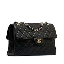 Chanel-Black Chanel Jumbo Classic Lambskin Single Flap Bag-Black