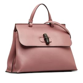 Gucci-Bolso satchel diario mediano de bambú Gucci rosa-Rosa