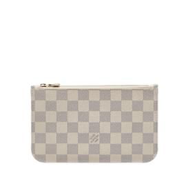 Louis Vuitton-White Louis Vuitton Damier Azur Neverfull Pochette Pouch-White