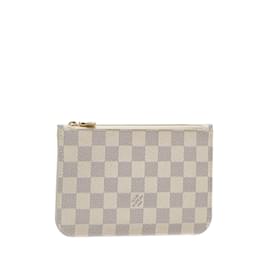 Louis Vuitton-White Louis Vuitton Damier Azur Neverfull Pochette Pouch-White