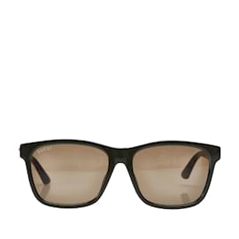 Gucci-Brown Gucci Web Accent Square Tinted Sunglasses-Brown