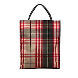 Burberry-Red Burberry Canvas Tote-Red