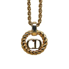Dior-Collier pendentif logo CD Dior doré-Doré