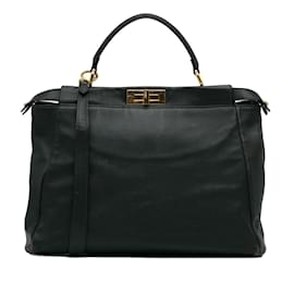 Fendi-Black Fendi Large Peekaboo Satchel-Black